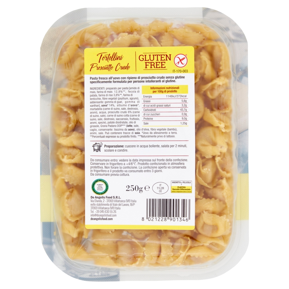 de Angelis Gluten Free Tortellini Prosciutto Crudo 250 g